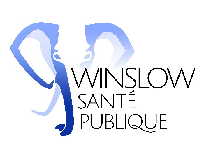 logo winslow santé publique, avec un éléphant bleu derrière le texte